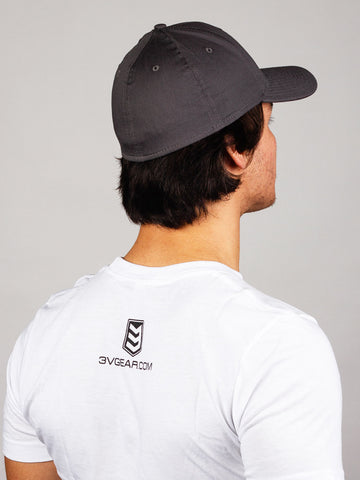3V Gear Logo Hat - Graphite - New Era® Structured Stretch Cotton Cap