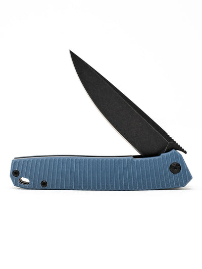 Blue React Folding Knife - Grooved G10/Black Coated