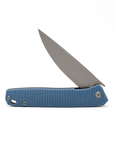 Blue React Folding Knife - Grooved G10/TI Coated