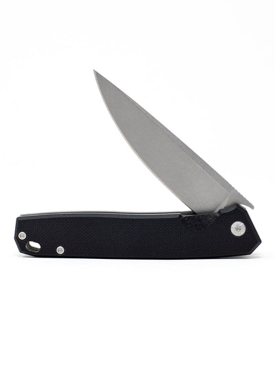 Black React Folding Knife - Plain G10/Stone Washed