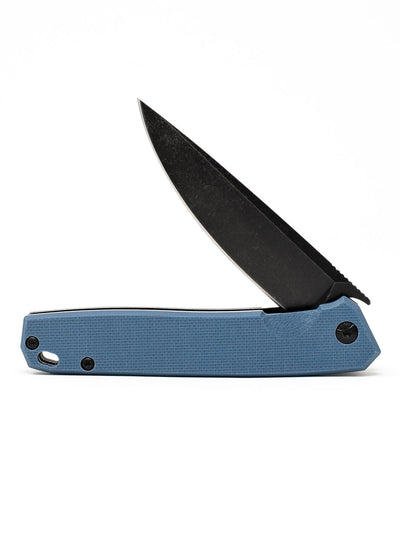 Blue React Folding Knife - Plain G10/Black Coated